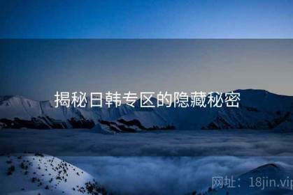 揭秘日韩专区的隐藏秘密